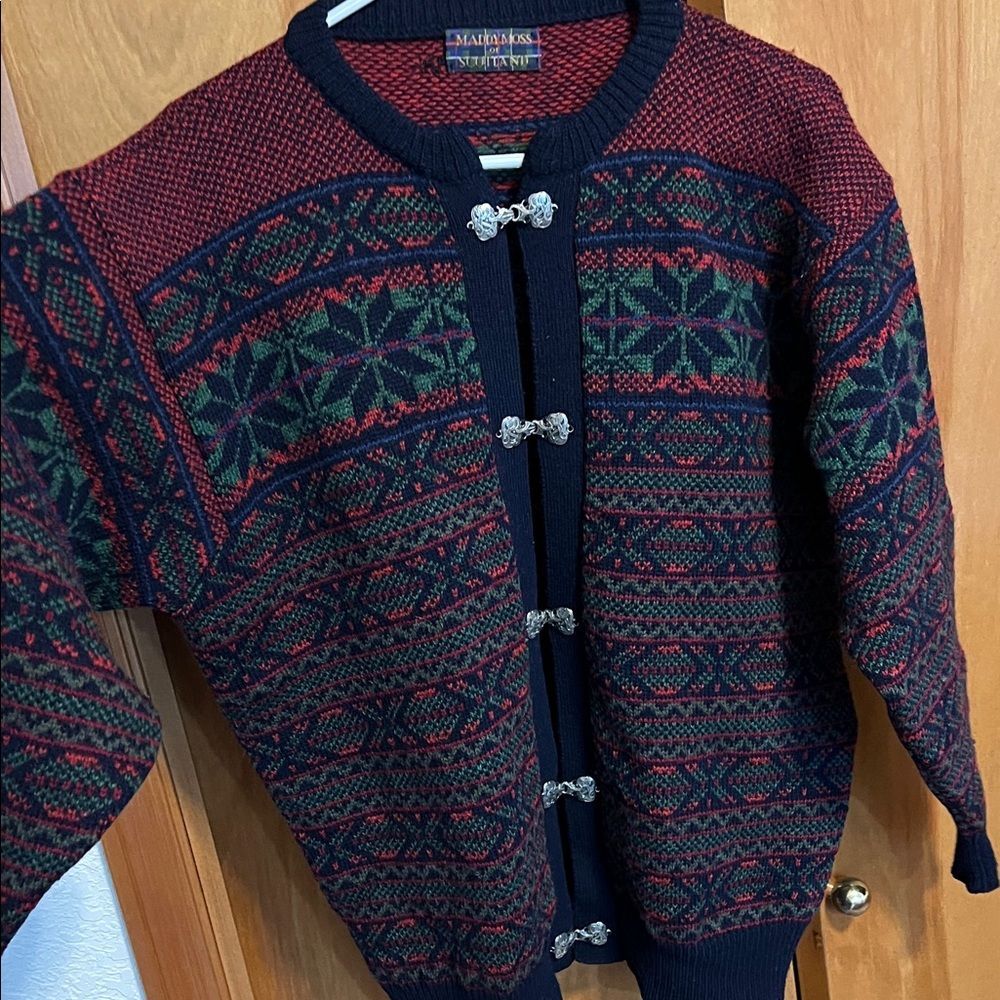 Vintage Maddy Moss Wool Scotland Scottish Sweater Size Large